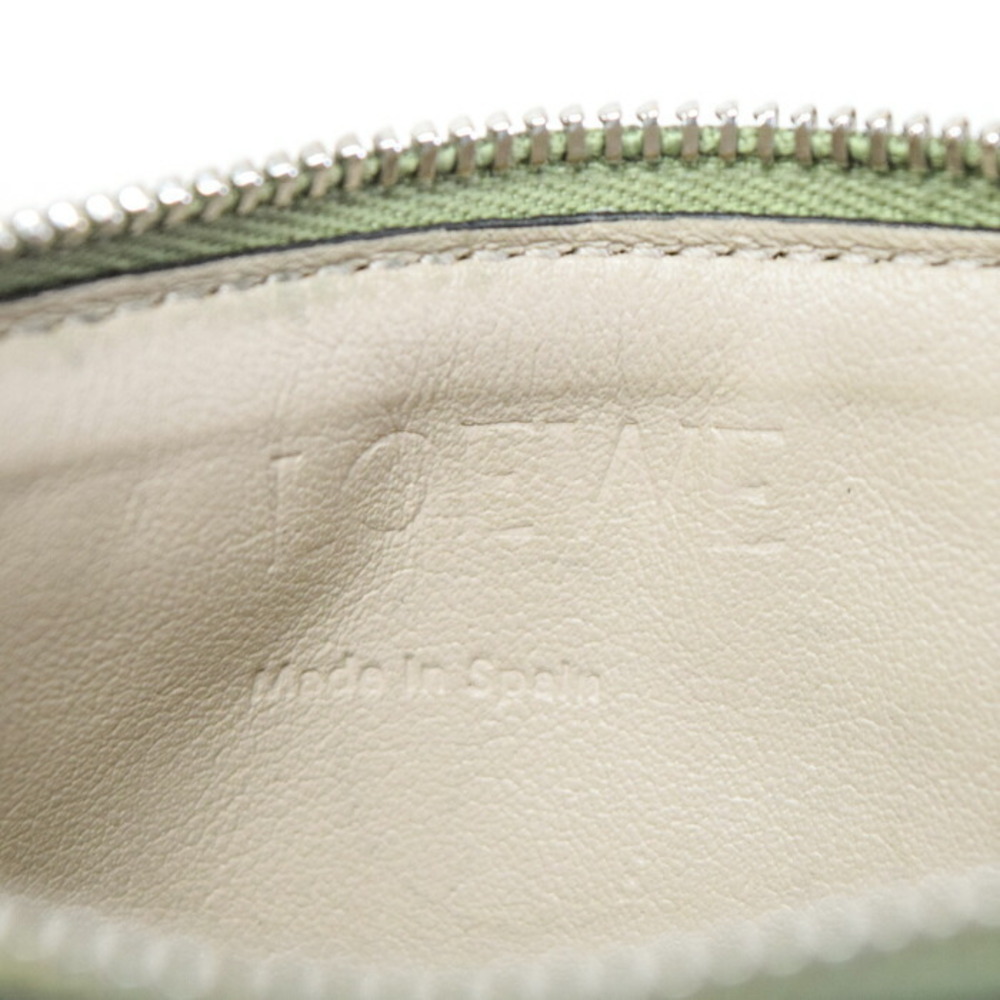 Loewe Coin Wallet Card Holder Calfskin Leather Anagram Green Brown - Picture 9 of 11